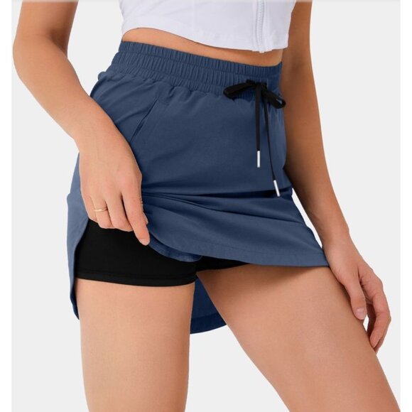 Halara High Waisted Mini Golf Skirt Sz XS Womens Red Drawstring Side Pocket 2-in - Picture 11 of 13